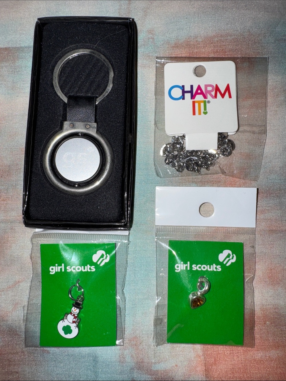 Charm It Bracelet Girl Scouts Charms 100 Years Selling Cookies Snowman Key Ring